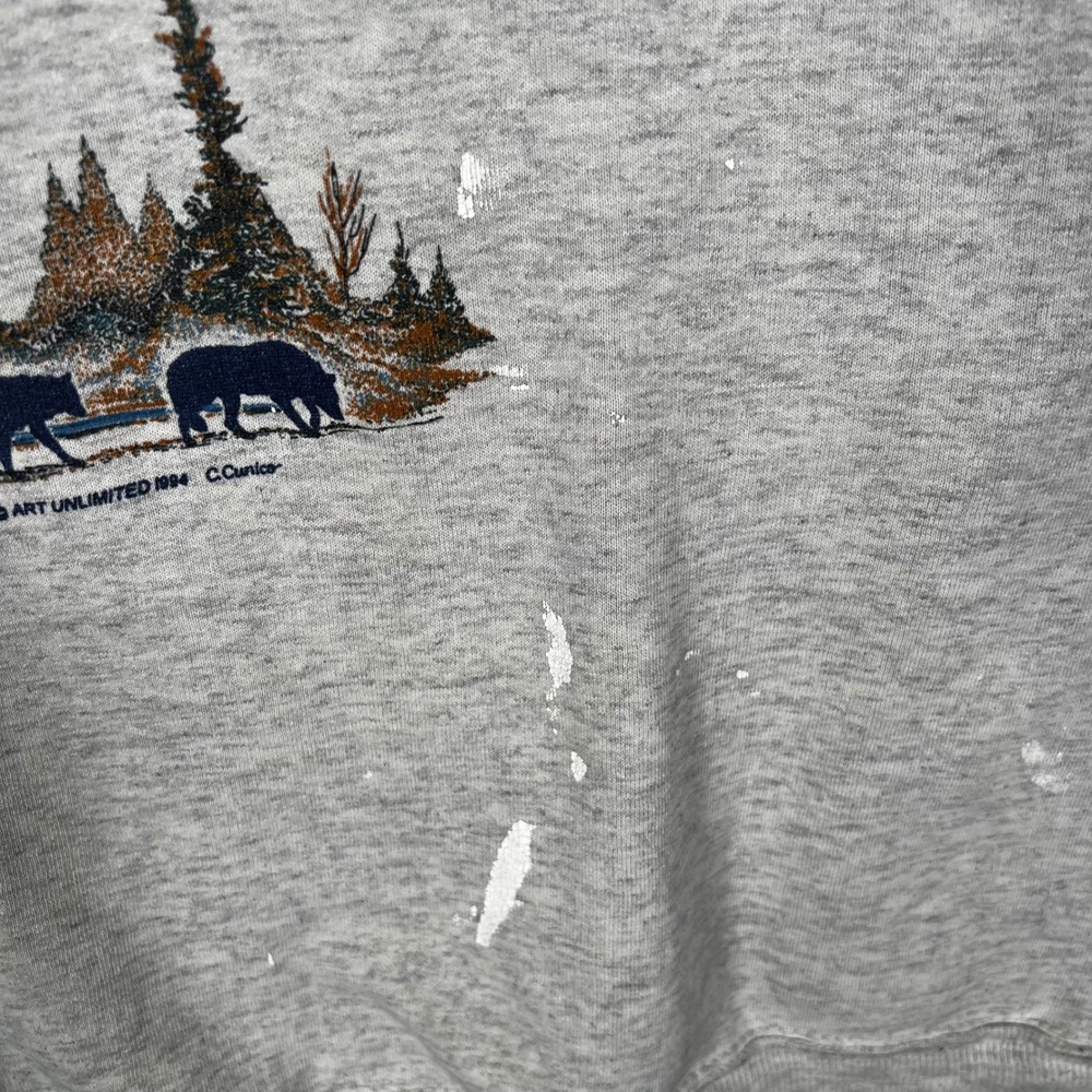 Vintage AU Sportswear 1994 Wolf Graphic Quarter Zip Sweatshirt‎ Mens XL Gray USA - Picture 6 of 13
